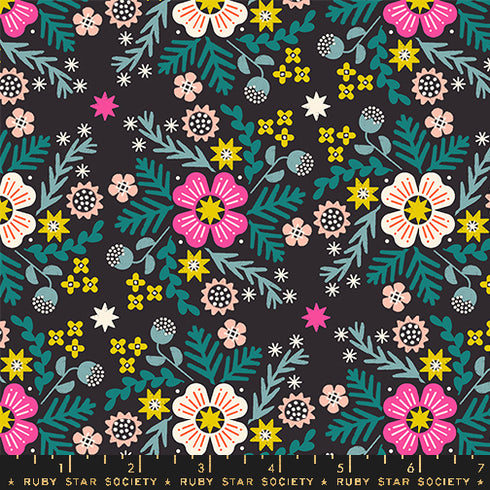 Pivot Wildflower in Soft Black - Ruby Star Society Sold by the Half Yard